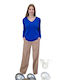 Brak Damen Langarm Pullover mit V-Ausschnitt Blau