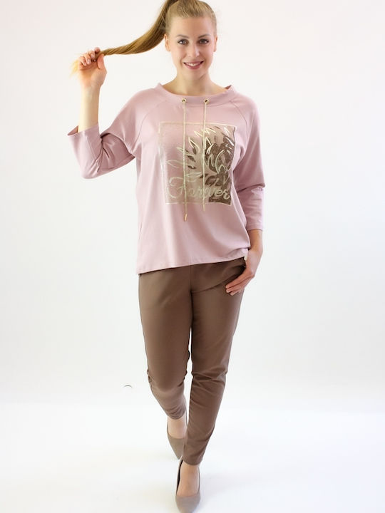 Brak Damen Bluse Baumwolle mit 3/4 Ärmel Rosa