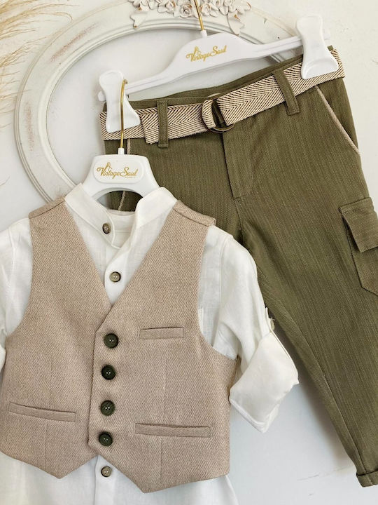 Vintage Soul Boys Baptism Suit with Vest Multicolour