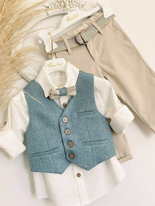 Vintage Soul Boys Baptism Suit with Vest Multicolour