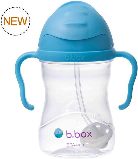 B.Box Baby Cup with Handles and Straw Sippy made of Plastic Blue 240ml for 6m+m+