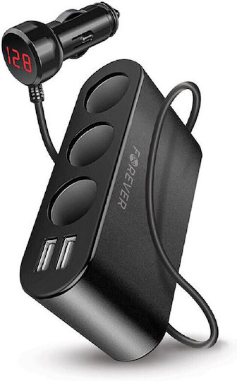 Forever Φορτιστής Αυτοκινήτου 2.4A με Θύρες: 2xUSB Μαύρο Χρώμα