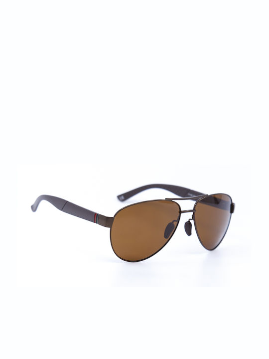 Monte Como Men's Sunglasses with Gray Metal Frame and Brown Lens PL358 C03