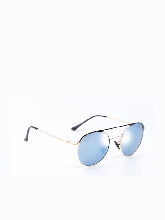 Monte Como Sunglasses with Gold Metal Frame and Blue Mirror Lens 1148 C1