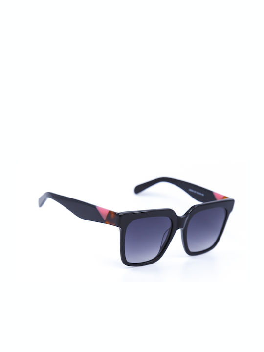 Monte Como Women's Sunglasses with Black Plastic Frame and Blue Gradient Lens AT8104 C01