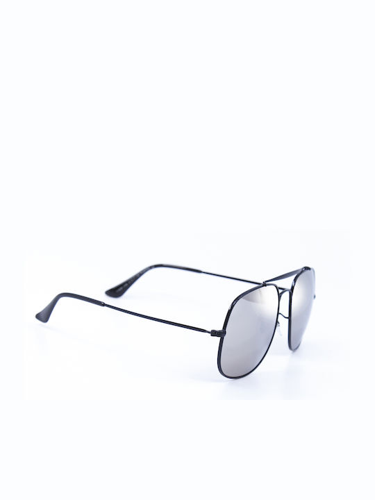 Monte Como Sunglasses with Black Metal Frame and Silver Mirror Lens 17009 C06