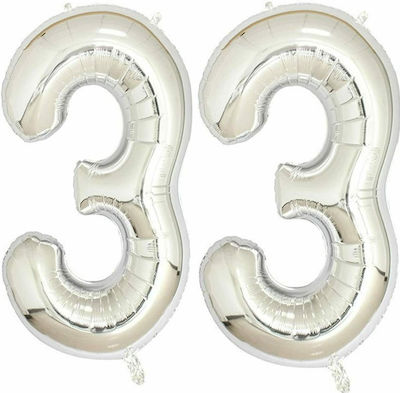 Set of 2 Balloons Gray Numbers 100cm