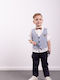 Hashtag Baptism Suit With Vest For Boy Navy Blue 3 Pieces