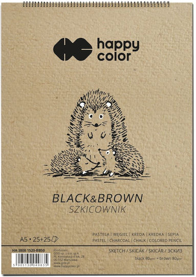 Happy Color Carnet Spiral 50 Foi A5 Negru