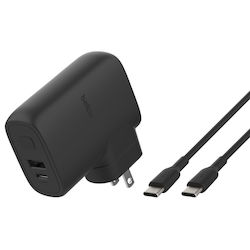 Belkin Charger with USB-A Port and USB-C Port and Cable USB-C - USB-C 25W Power Delivery Blacks (BOOST Charge Hybrid Dual Charger + Power Bank 5K)