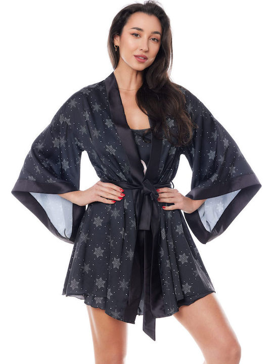 Anais Apparel Χειμερινή Γυναικεία Ρόμπα Μαύρη