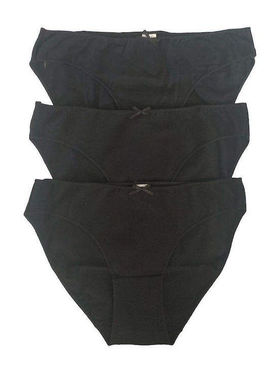 IDER Baumwolle Damen Slip 3Pack Schwarz