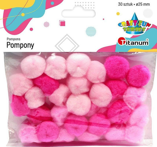 Titanum Pom Pom de Artizanat Pink cu Diametru 25mm Set 30buc