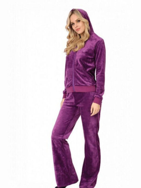 Tres Chic Women's Jogger Sweatpants Purple Velvet