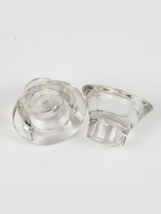 La Belle Maison Candle Holder suitable for Tealights Glass in Transparent Color 8x8x5cm 1pcs