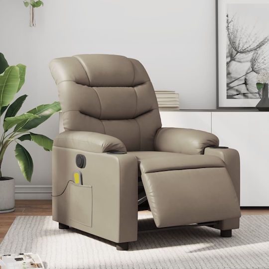 Πολυθρόνα Relax Massage με Υποπόδιο από Δερματίνη Καπουτσίνο 75.5x93x99.5cm
