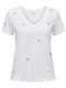 Only Women's Athletic Blouse Short Sleeve with V Neckline Yellow