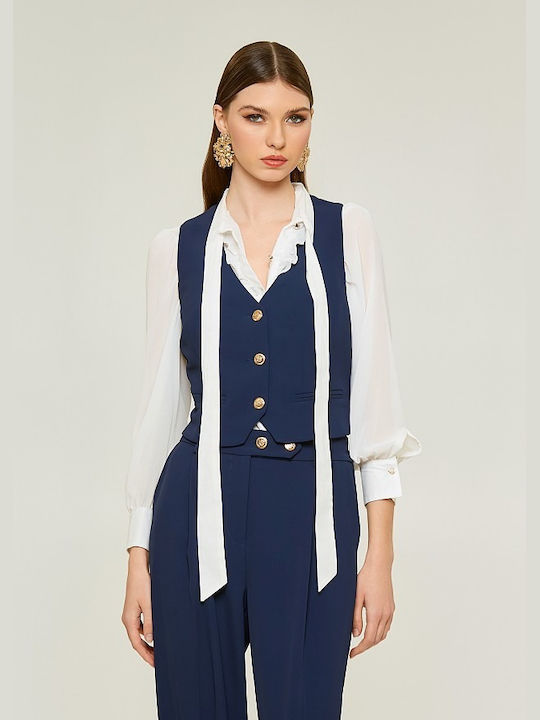 Lynne Women's Vest with Buttons Blue