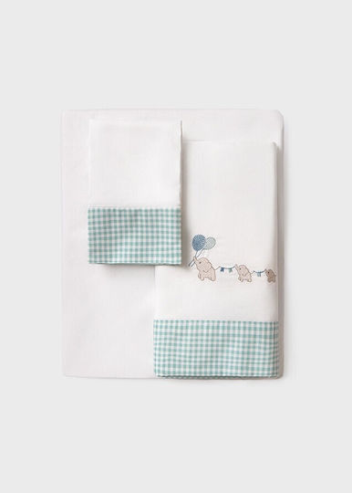 Mayoral Jade Baby Sheets Set Crib Cotton Turquoise 120x80cm 3pcs