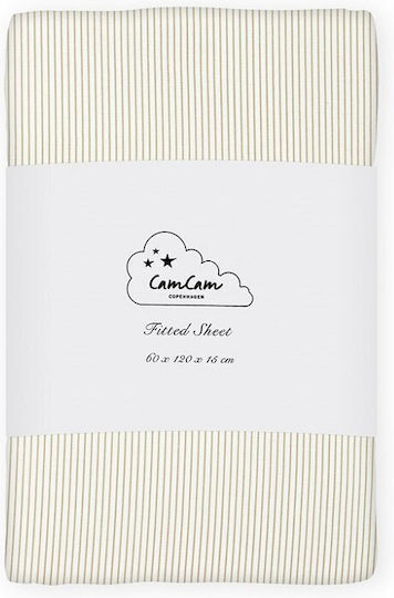 Cam Cam Copenhagen Stripes Baby Sheet Crib Cotton Fitted Brown 140x70cm