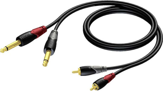 Procab Кабел 2x 6,3 мм мъжки - 2x RCA мъжки 3м Черен (CLA631/3)