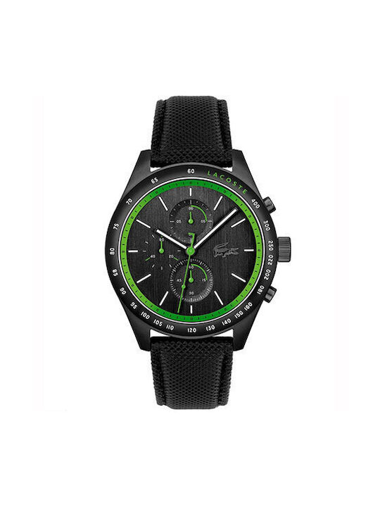Lacoste Watch Chronograph Battery with Black Leather Strap
