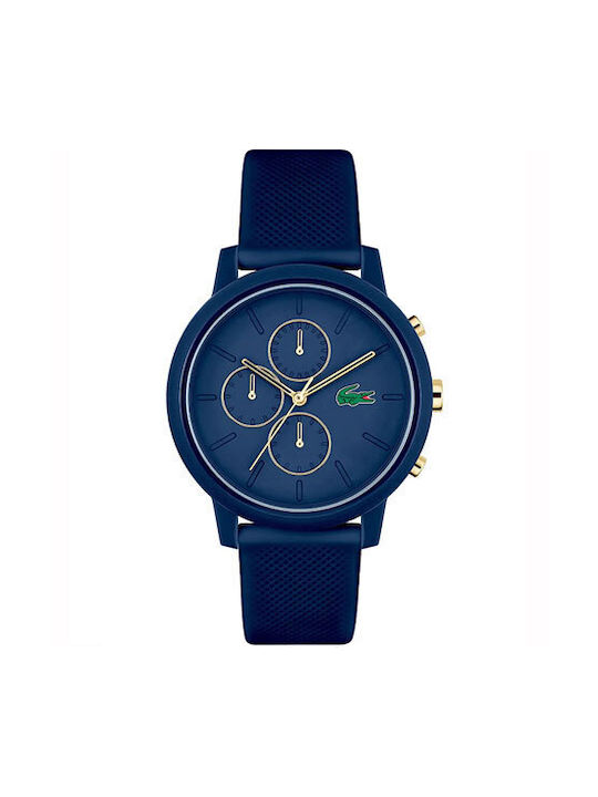 Lacoste 12.12 Uhr Chronograph Batterie mit Blau Kautschukarmband