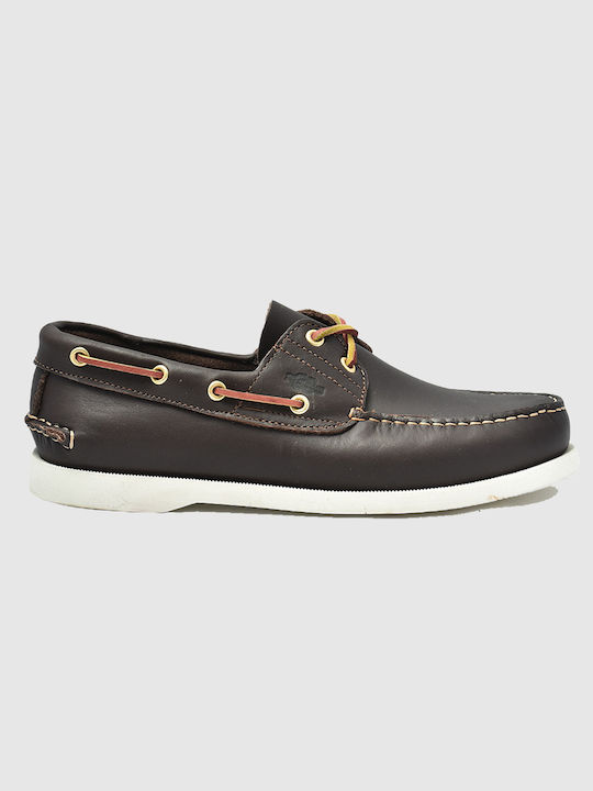 Chicago Δερμάτινα Ανδρικά Boat Shoes σε Καφέ Χρώμα