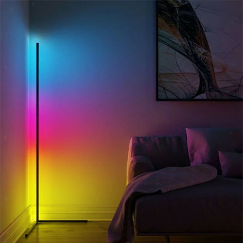 LED Подова Лампа В140xД30см. с RGB Светлина Черен