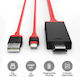 ATC Cablu HDMI De Sex Masculin - Fulger Masculin / USB-A Masculin 1m Roșu