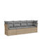 Four-Seater Sofa Outdoor Rattan with Pillows 55x55x69cm