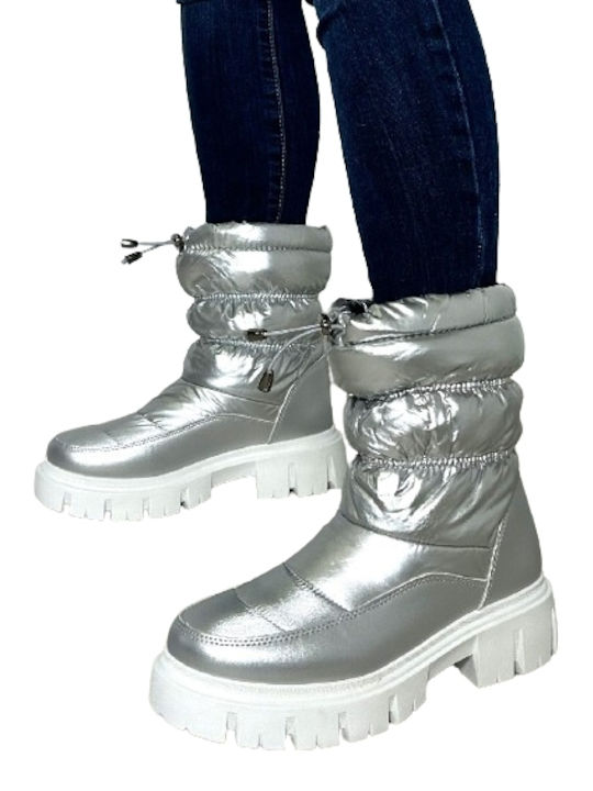 InShoes Synthetic Leather Snow Boots Silver