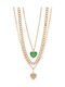 Achilleas Accessories Halskette Dreifach mit Design Herz Vergoldet