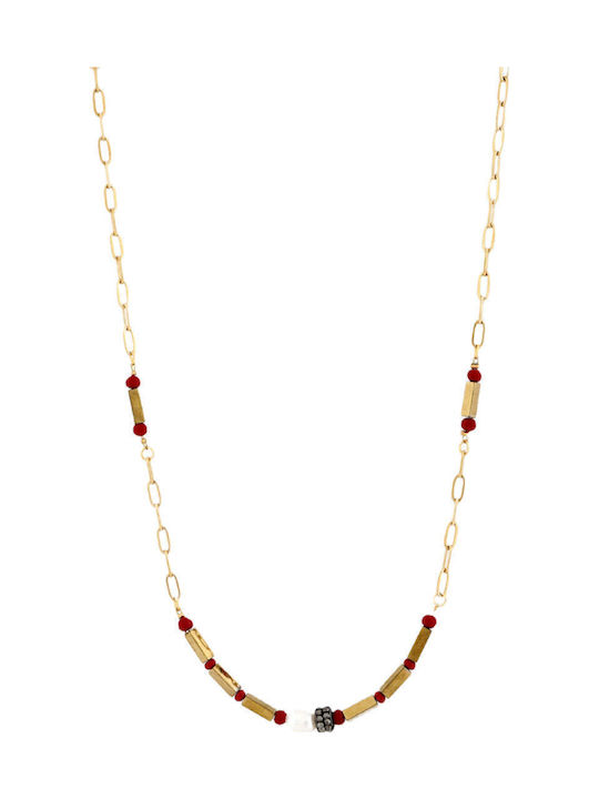 Achilleas Accessories Halskette aus Vergoldetem Stahl Bordeaux