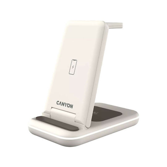 Canyon Ασύρματος Φορτιστής (Qi Pad) 15W Cosmic Latte (WCS-304)