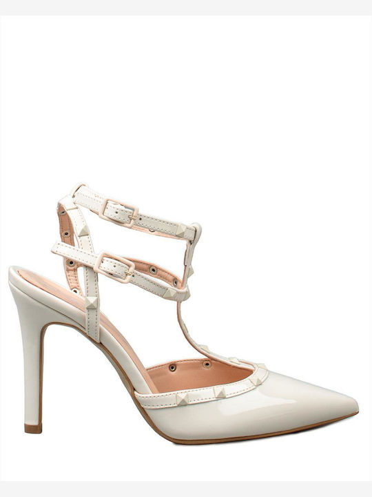 Sante Patent Leather White Heels