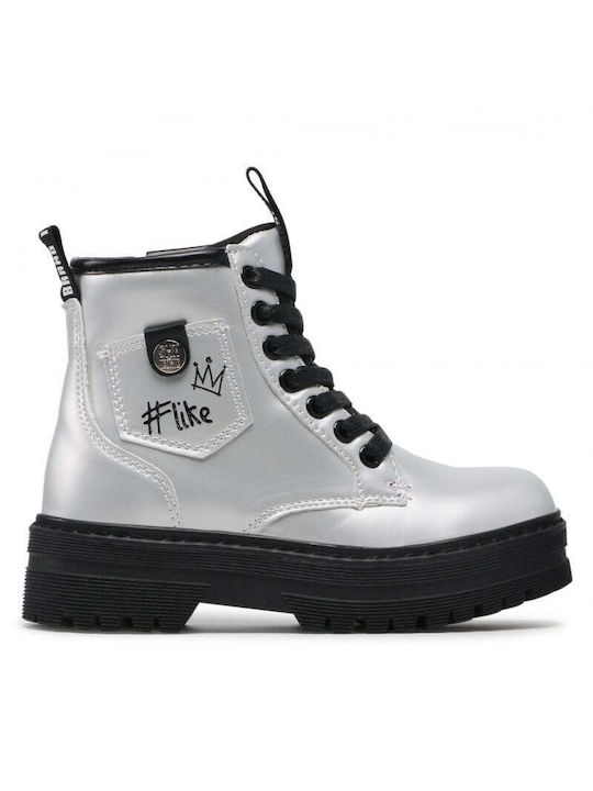 Shone Kids PU Leather Boots Gray