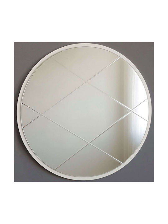 Aberto Design Wandspiegel mit Weiß Hölzernes Rahmen 60x60cm 1Stück