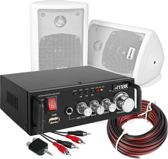 Soundsystem 2 AV340 + ODS40W 100.016 + Verkabelungen 100W mit Digitale Medien Player und Bluetooth