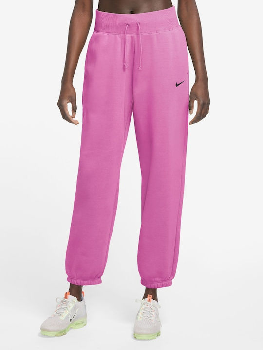 Phoenix Fleece Pants Ψηλόμεσο Παντελόνι Φόρμας με Λάστιχο Fleece Ροζ