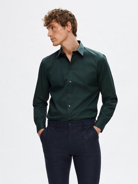 Selected Men's Shirt Long Sleeve Cotton Green