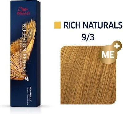 Wella Koleston Perfect Me+ Rich Naturals Βαφή Μαλλιών 9/3 Ξανθό Πολύ Ανοιχτό Χρυσό 60ml