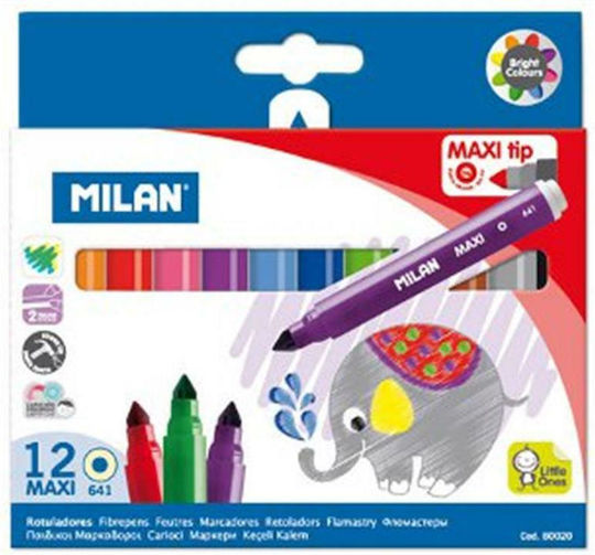 Milan Μαρκαδόροι Ζωγραφικής 8mm Χονδροί Σετ 12 χρώματα