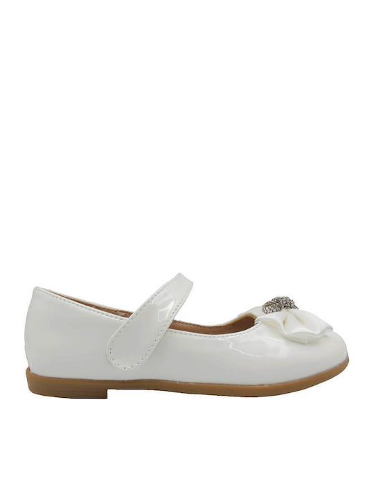 Kids Anatomic Ballerinas with Hoop & Loop Closure White