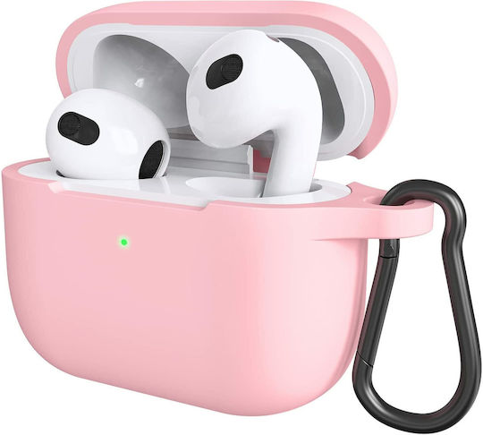 Coolyer Θήκη Πλαστική με Γάντζο σε Ροζ χρώμα για Apple AirPods Pro