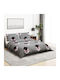 vidaXL Set Cotton Duvet Cover 155x220cm Single with Pillowcase Grey