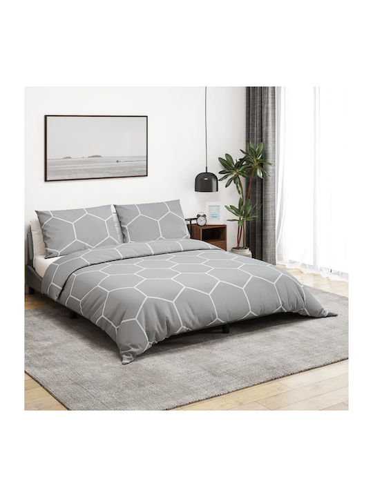 vidaXL Комплект Плик за Завивка Памучен Кинг Сайз с 2 Калъфки 260x240 Сив