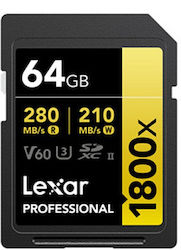Lexar Professional 1800x SDXC 64GB Clasa 10 U3 V60 UHS-II