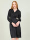 Midi Evening Dress Wrap Black