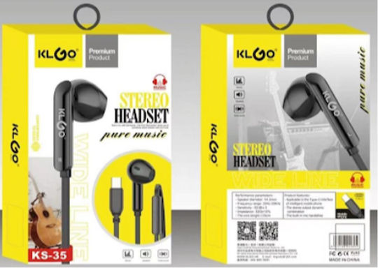 KLGO GB-617003 In-ear Handsfree Headphones with Connector USB-C Black